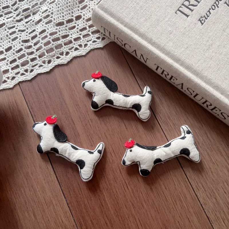 

High Quality Soft Stuffed Fabric Cute Dalmatian Puppy Plush Brooch Hair Clip for Shoes Hats Bags Clothing Trim