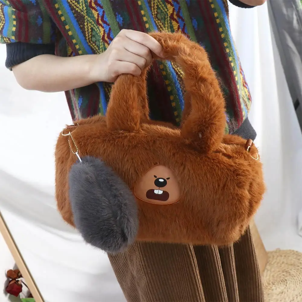 Plush Capybara Capybara Plush Backpack Big Capacity Stuffed Capybara Crossbody bag Cotton Cute Cartoon Shoulder Bag