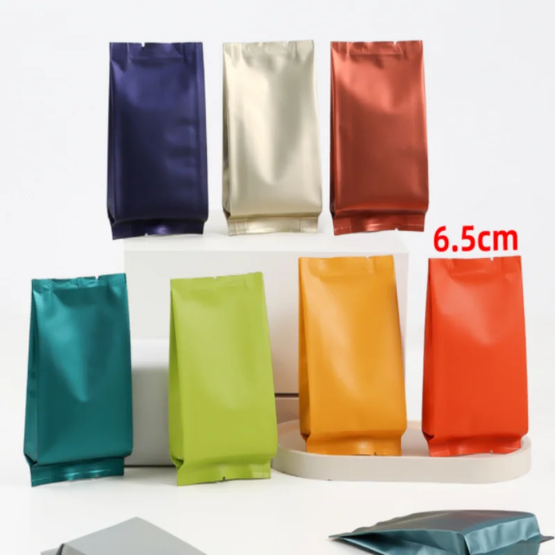 

50PCS 6.5x13cm Open Top Cocoa Matcha Cocoa Aluminum Foil Packaging Bag DIY Salt Ground Coffee Green Tea Heat Sealing Pouches