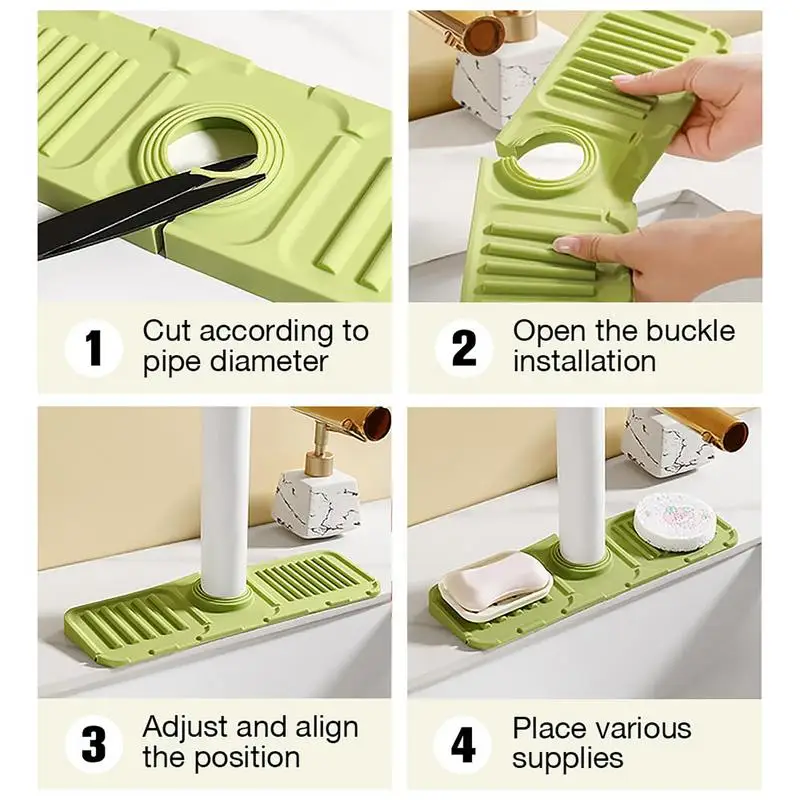 Kitchen Faucet Absorbent Mat Sink Splash Guard Anti slip Silicone Drainage Drying Pad Countertop Protection Sink Accessories