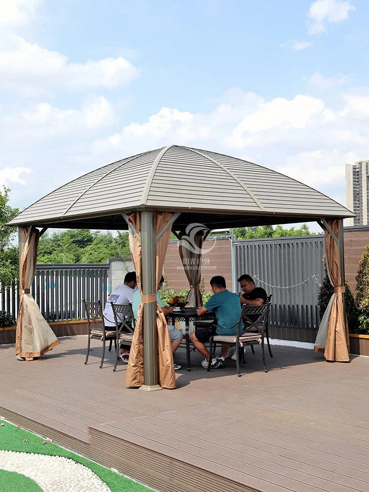 Outdoor pavilion courtyard aluminum alloy tent garden outdoor terrace awning villa rooftop sun room four corner pavilion