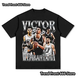 Summer Mens Wemby Print Cotton Vintage Sports T-shirt Fashion Jersey Tshirt Boys Top Fan commemorative model Tee
