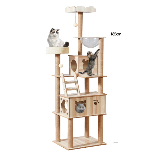 Cat Tree Multi-layer Luxury Solid Wood Cat House Environmentally Friendly Breathable Pet Carrier Small Animal