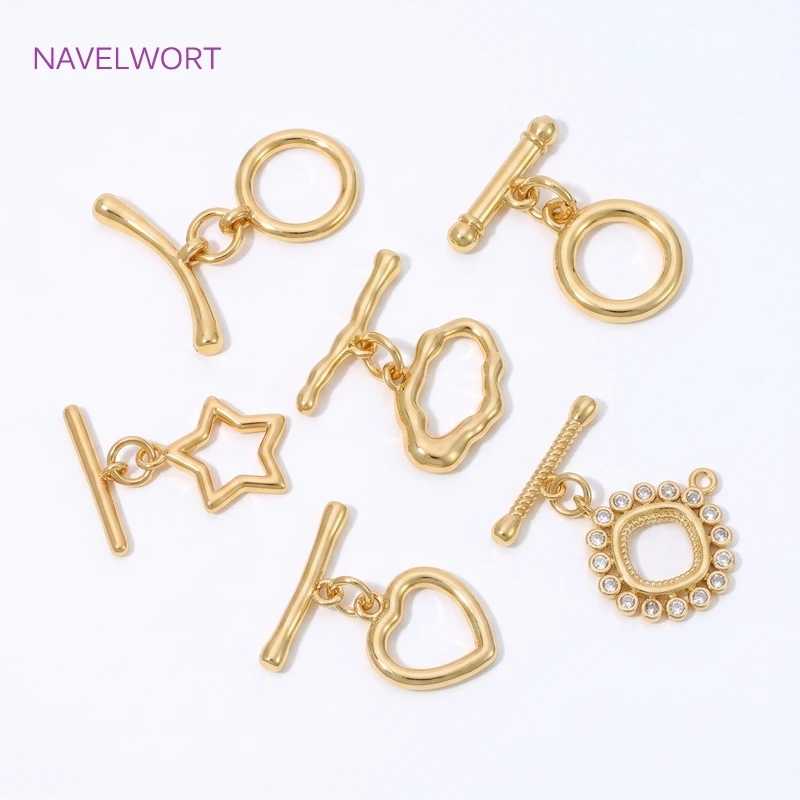 18K Gold Plated Brass Toggle Clasps Connector,Round OT Clasps For Jewelry Making,Clasps For Bracelet,DIY Jewelry Accessories