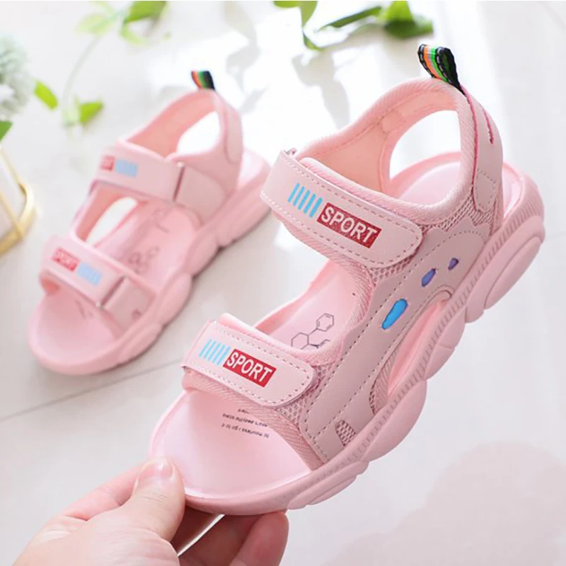 Summer Children Sandals Breathable Boys Soft Soles Beach Shoes Girls Casual Shoes Baby Anti-kick Open Toe Fashion Sports Sandals