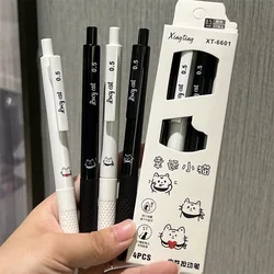 4pcs Kawaii Gel Pens Cute Cat Retractable 0.5mm Black Ink Smooth Writing Office and Home Stationery School Supplies
