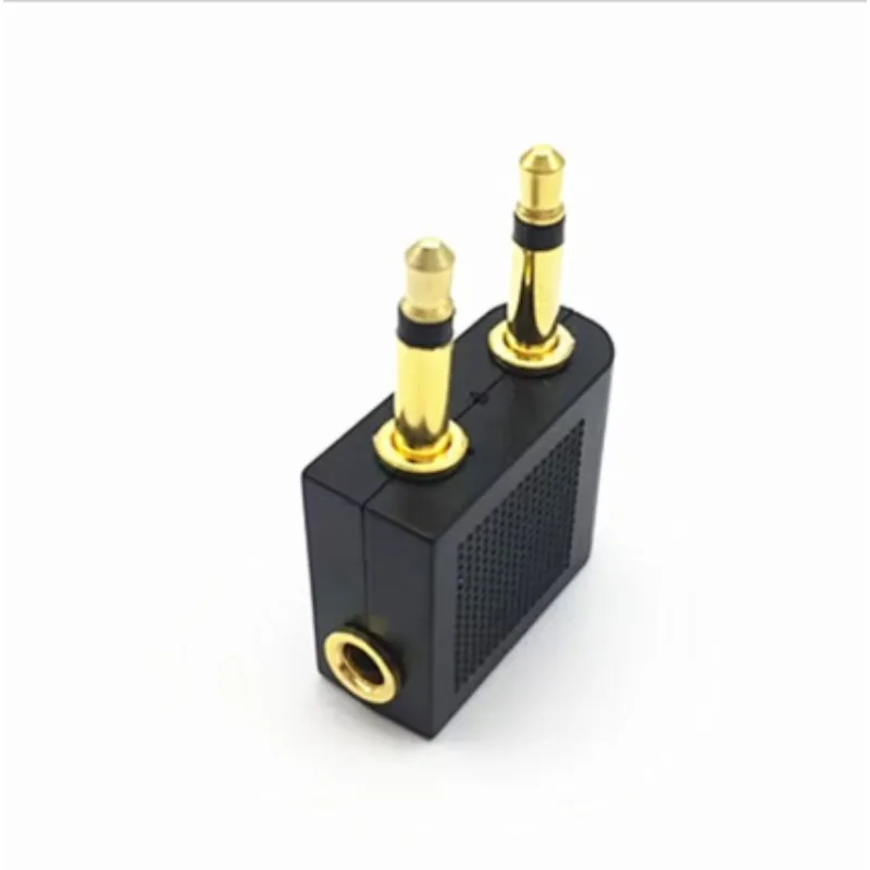 1pcs Gold Plane3.5mm Jack Audio Adapter, Airline Travel Earphone Audio Converter, Airplane headphone Tool Adaptor Accessories