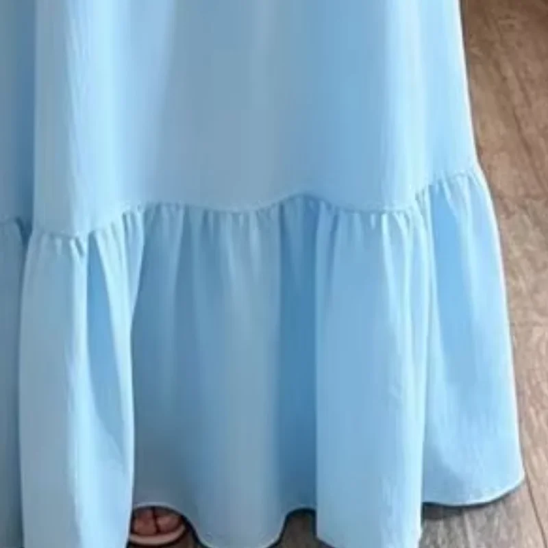 

Women Summer Dress Elegant Cami Dress Tie Shoulder Sleeveless Maxi Dress A-Line Ruffle Flowy Beach Sundress