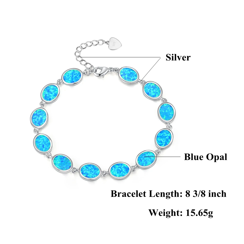 CiNily Orange/Blue Fire Opal Stone Chain Link Bracelets & Bangles Silver Plated Bohemia Boho Summer Party Jewelry for Woman Girl