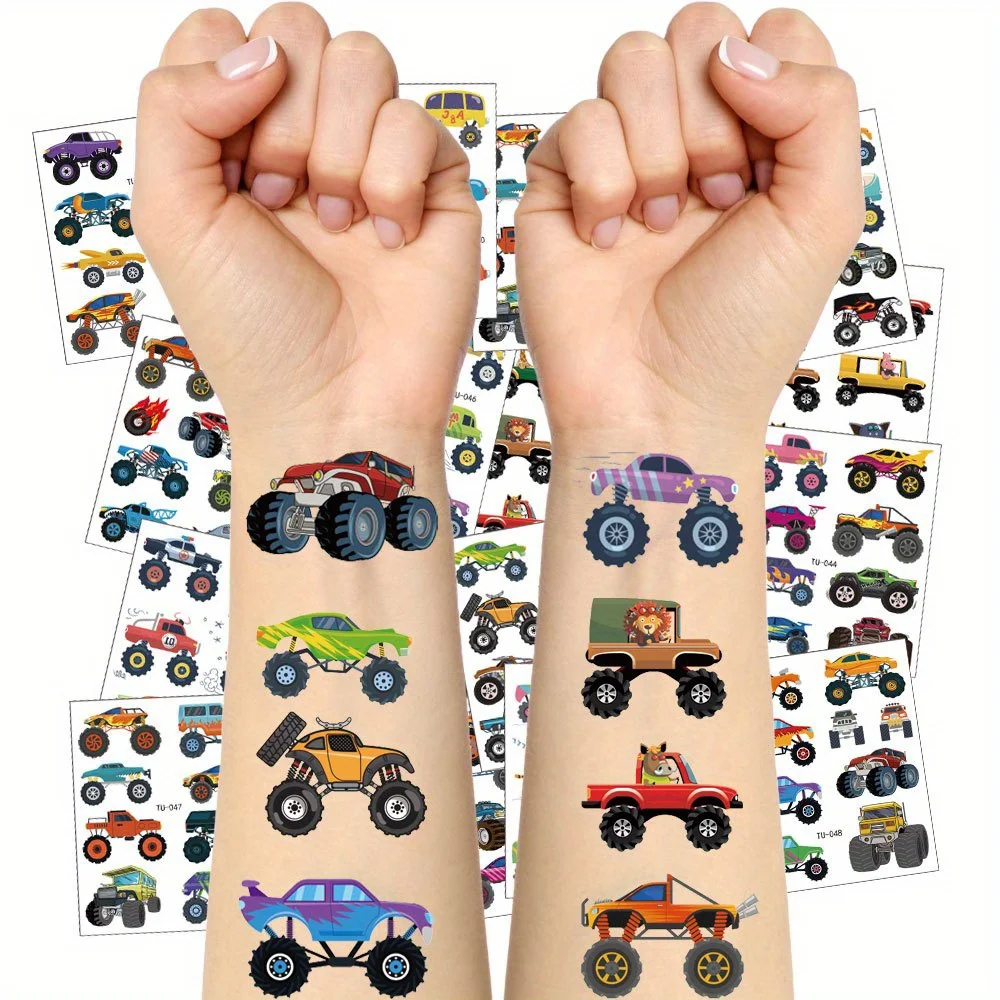 10pcs Monster Truck Temporary Tattoo Stickers Truck Tattoos Stickers Birthday Party Motor Truck Party Supplies Party Decorations