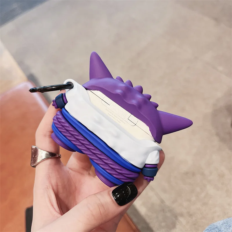 Kawaii Gengar حقيبة سماعة الاذن ل AirPods 1/2 3 Pro الكرتون سيليكون سماعة رأس بخاصية البلوتوث لينة الغطاء الواقي مع هوك الهدايا