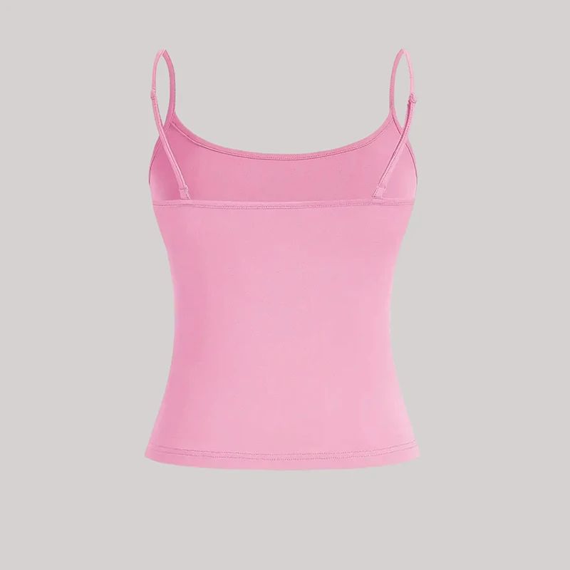Summer New Style Elegant And Simple Easy-Matching Pink Camisole Women's Fashion Sexy Backless Top