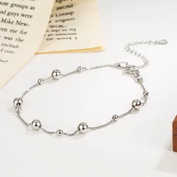 Thick Sterling Silver Color Anklets for Women Foot Leg Chain Link Little Balls Bracelet Beach Accessories Fashion Jewelry