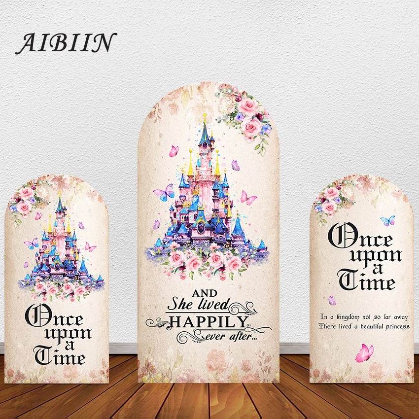 

AIBIIN Castle Princess Backdrop Arch Doubleside Birthday Party Decoration Customizable Photography Background Decorations