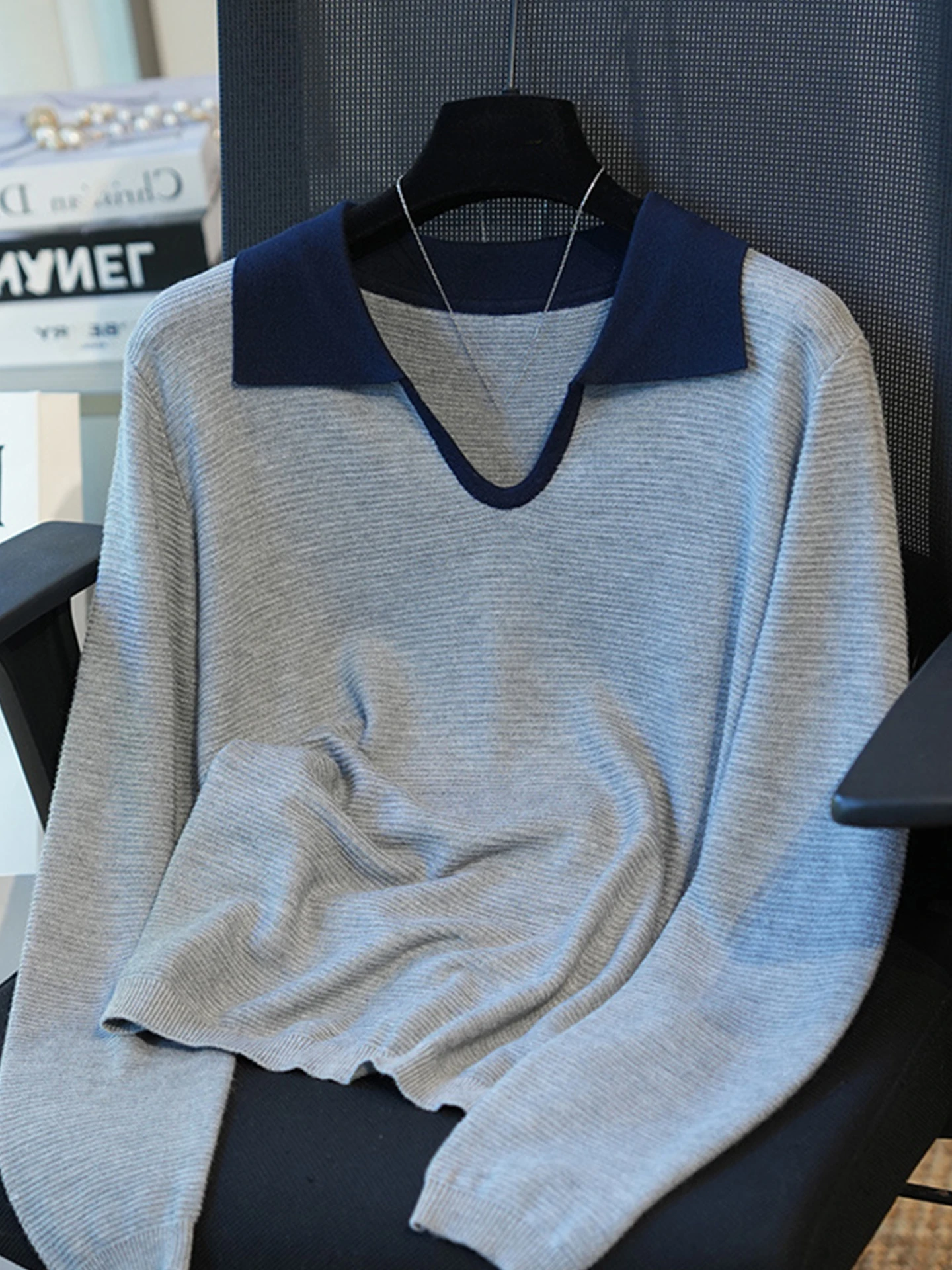 

Ele Commute Simple Long Sve Overhead Color Blo Base irt Slimming Knitted Top for Women Autumn Skin-friendly