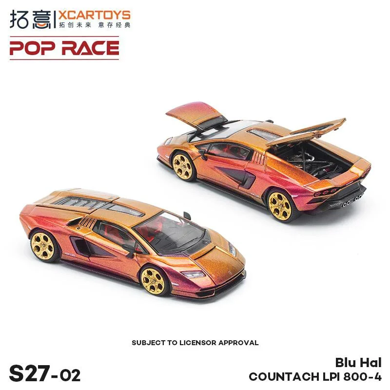 

**Предзаказ** Литая под давлением модель автомобиля Xcartoys x POP RACE 1:64 Countach LPI 800-4 Blu Hal