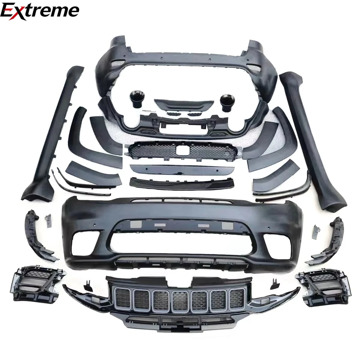 

Change to SRT Style Side Skirt Grill Bumpers Body Kit for Jeep Grand Cherokee 2017-2021.