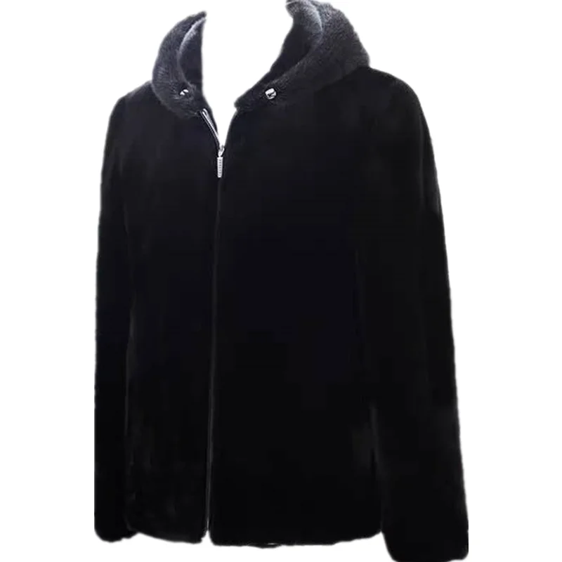 

Whole Mink Fur One-piece Hooded Coat High-quality Men Fur Imitation Mink Jacket for New Trend