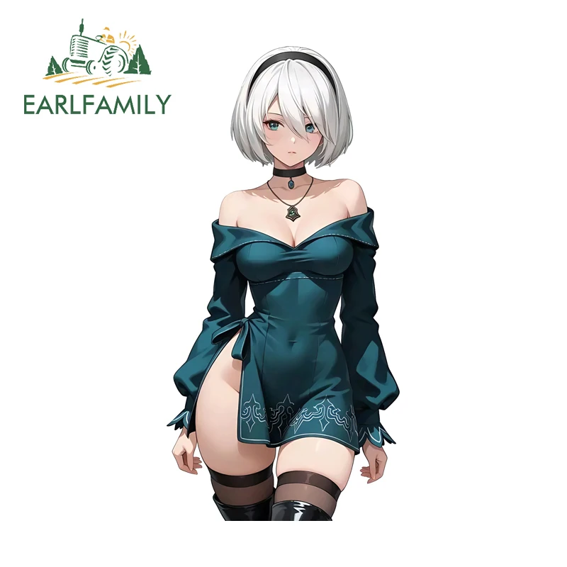

EARLFAMILY Nier 2B Motorcycle Sticker Elegant Anime Scooter Skateboard Decals Practical Waterproof PVC Campervan Accessories
