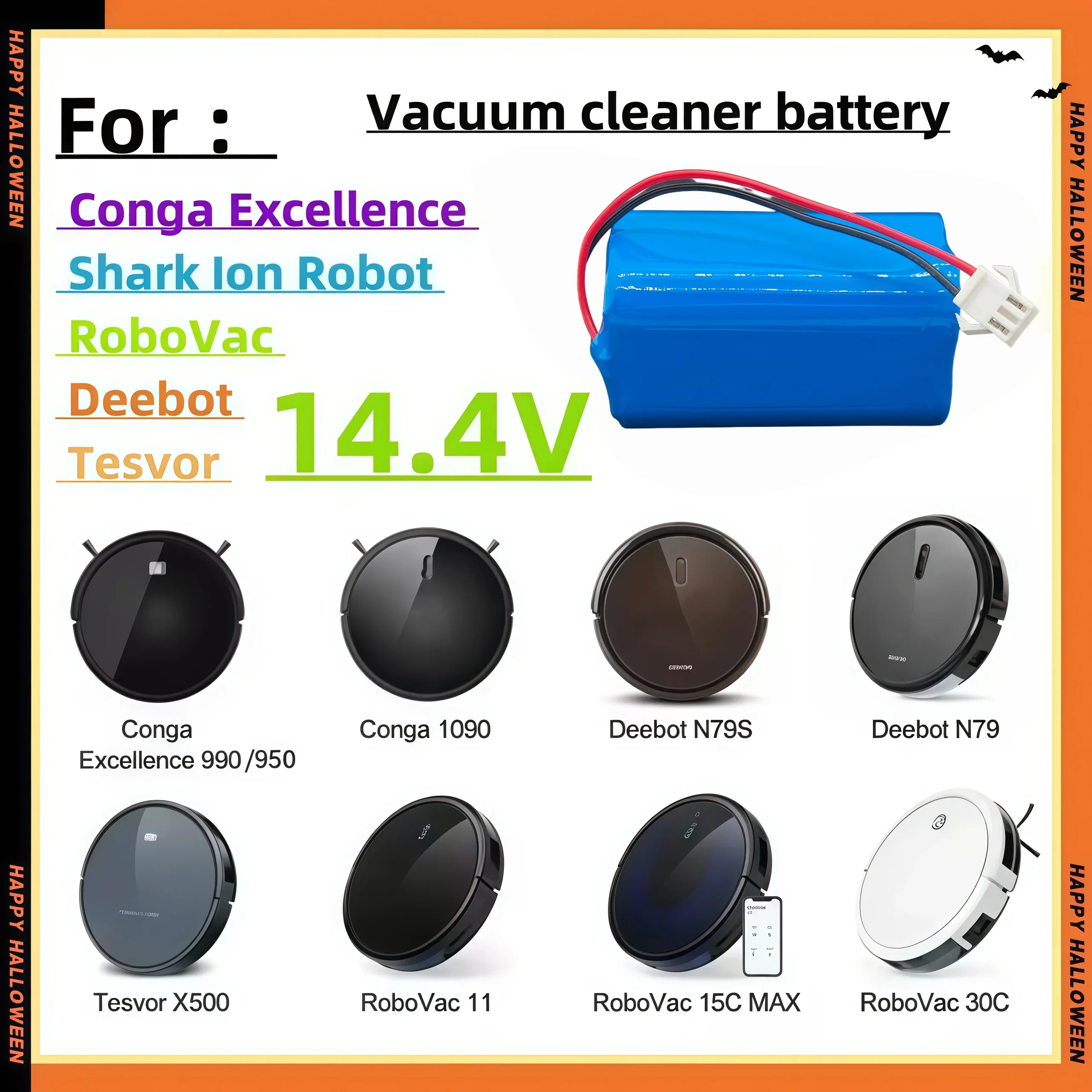 14.4V Li-ion Battery Pack for Conga 3500 950 990 1090 1790 Deebot N79S N79 DN622 Eufy Robovac Vacuum Cleaner