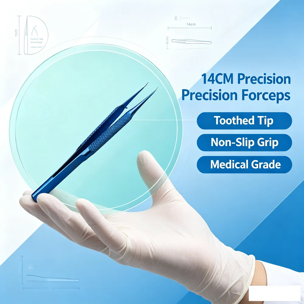 14CM Titanium Alloy Microscopic Toothed Forceps Medical Grade Precision Tweezers for Detailed Work in Dental Or Surgical Instrum