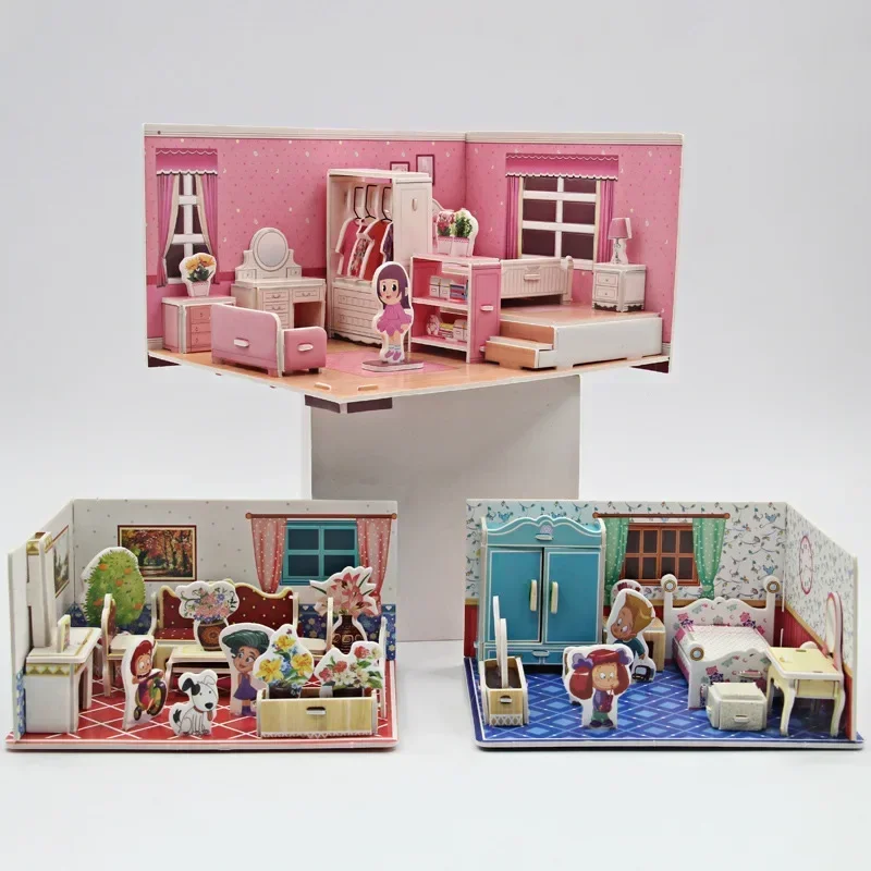 FEOOE Sets Three-dimensional Puzzle Paper Hand-assembled Educational Toy Girl Play House Puzzle  Giveaway Gift  WL