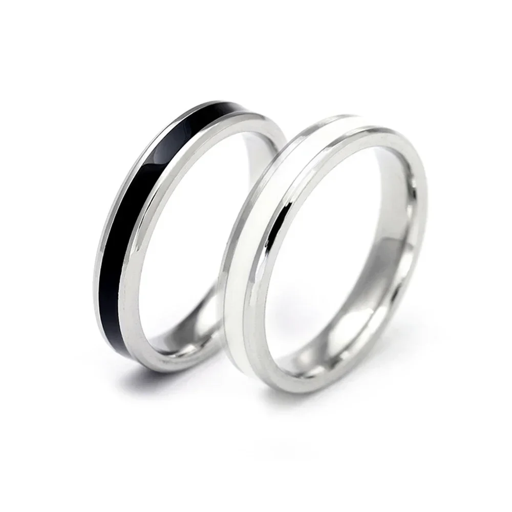 Fashionable 4mm super fine 316 stainless steel drop ring glossy stainless steel design couple ring.No fading, no allergies.