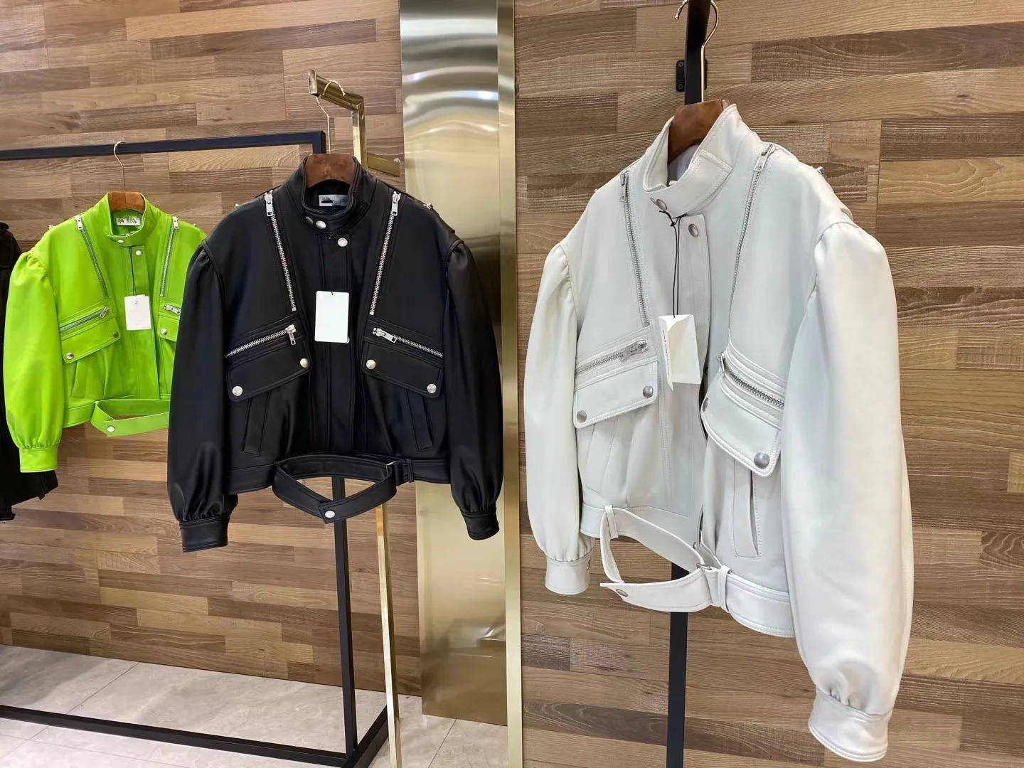 Abrigo de piel de cordero auténtica para mujer, chaqueta de cuero blanco, verde y negro para primavera