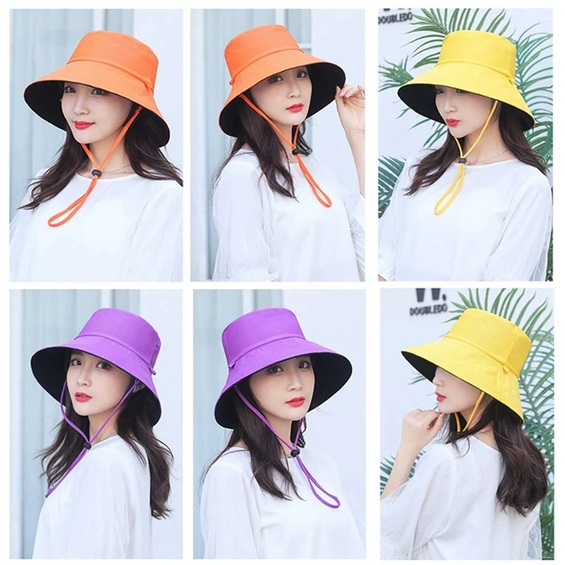 Summer Foldable Bucket Hat Unisex Women Outdoor Sunscreen Cotton Fishing Hunting Cap Double Side Sun Prevent Hats Bucket Hat