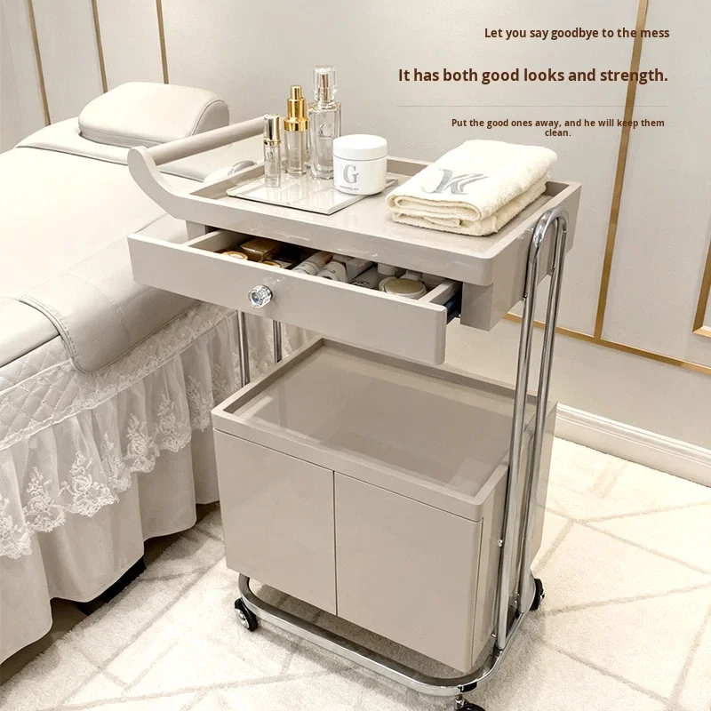 Plastic Floor-standing Movable Beauty Salon Trolley For Barbershop Hotel & Manicure-Commercial Salon Storage Cart
