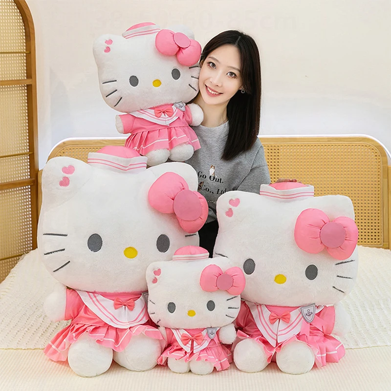 

70cm Kawaii Sanrio KT Cat Plush Toy Big Size Hello Kitty Stuffed Doll for Kids Birthday Xmas Gift Cute Doll for Cartoon Plushie