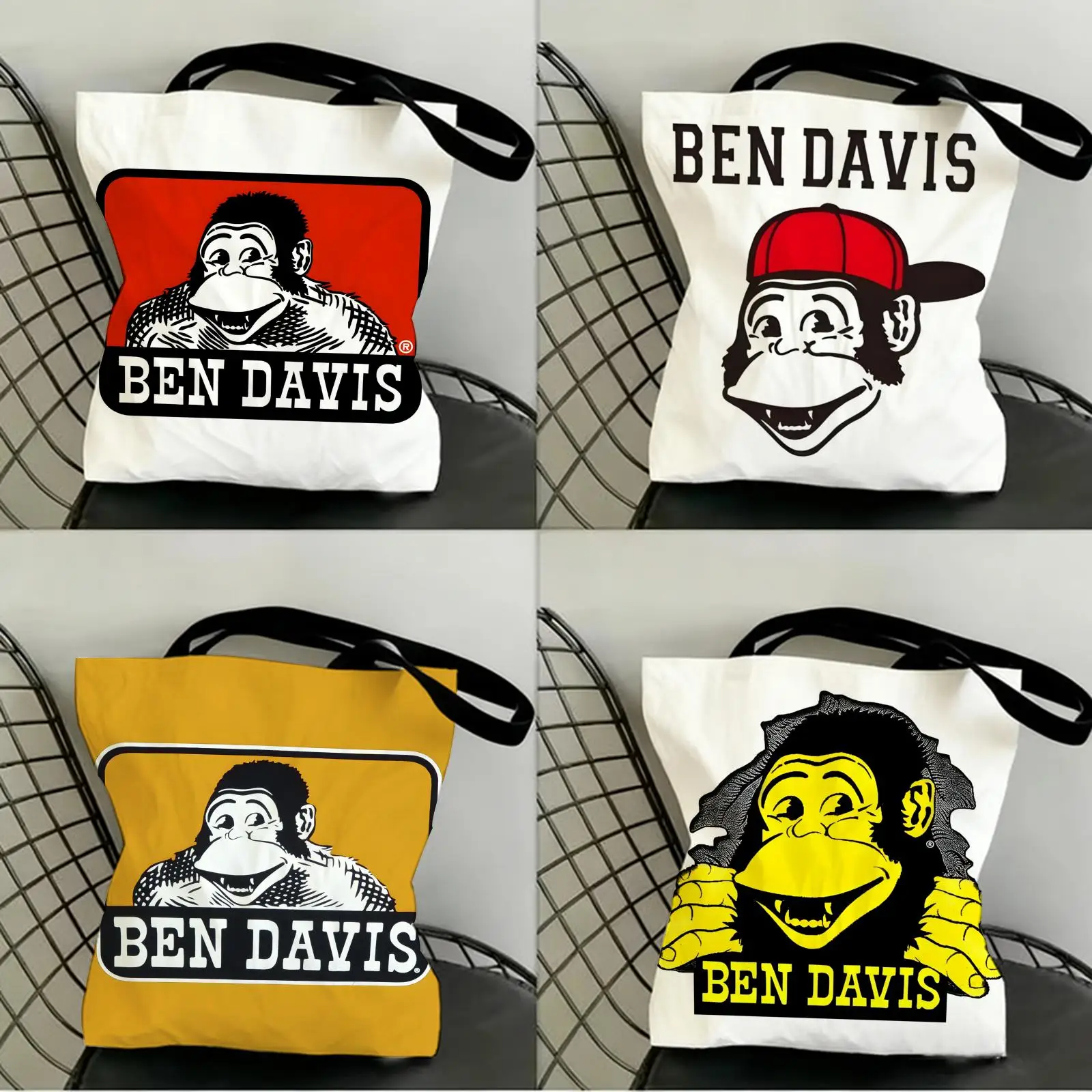 

Сумка-тоут B-Ben D-Davis из холщовой ткани с двусторонним принтом, большая вместительная модная сумка через плечо для покупок