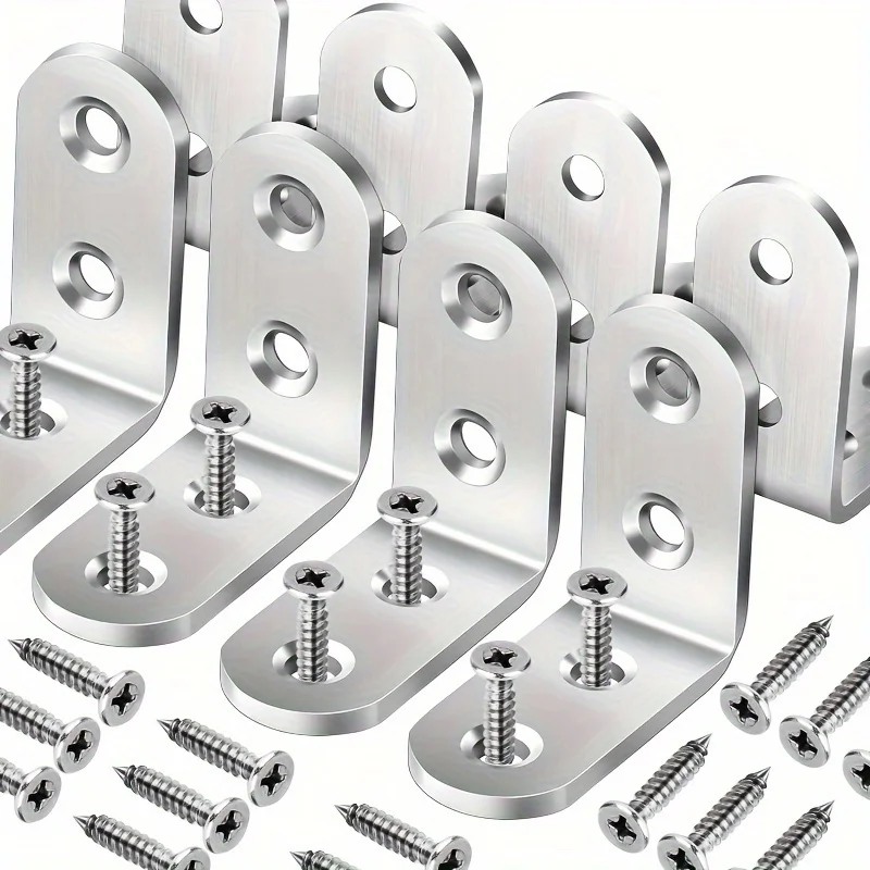 A set of 50pcs,including 10pcs 90-degree right-angle brackets with 40screws,L-shaped bracket hardware for wooden shelves,chairs