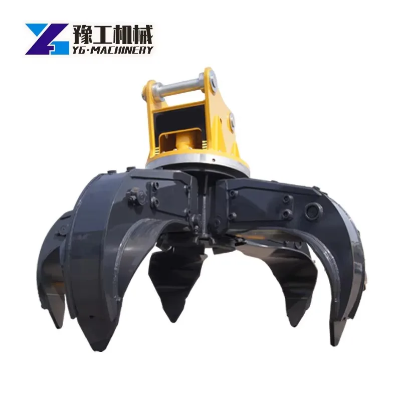 Heavy Duty Hydraulic Orange Peel Multi Tine Grapple for Demolition Material Sorting Rock Customized High Efficiency Hot Sale