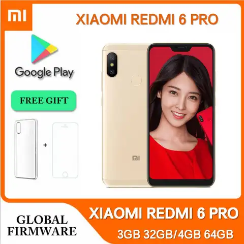 4G Smartphone Xiaomi Redmi 6 Pro 4000 mAh Batterry 4GB 64GB Snapdragon 625 Pixels Dual SIM Android Global Rom 3GB 32GB Cellphone