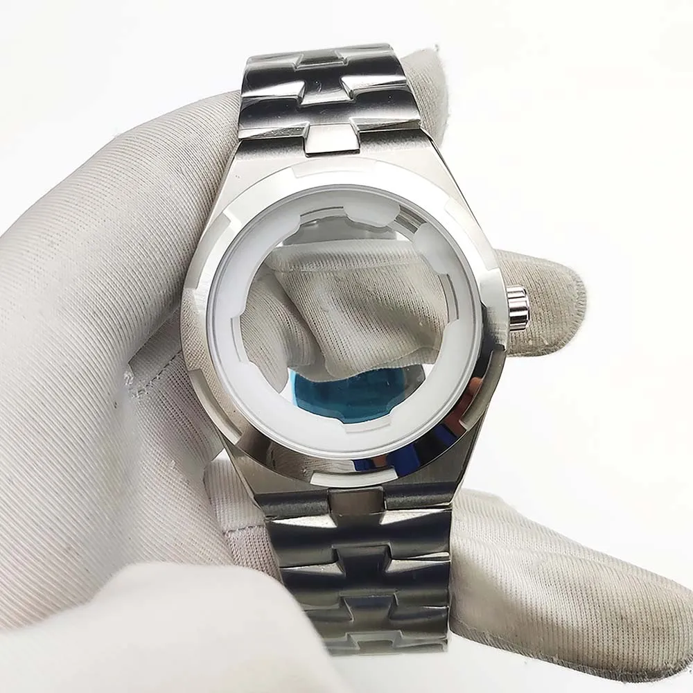 Watch Case + Strap + Hands + Dial Set, Stainless Steel Sapphire Glass Case 41mm, for NH35 NH36 4R Movement, 33mm Dial NH35 Case