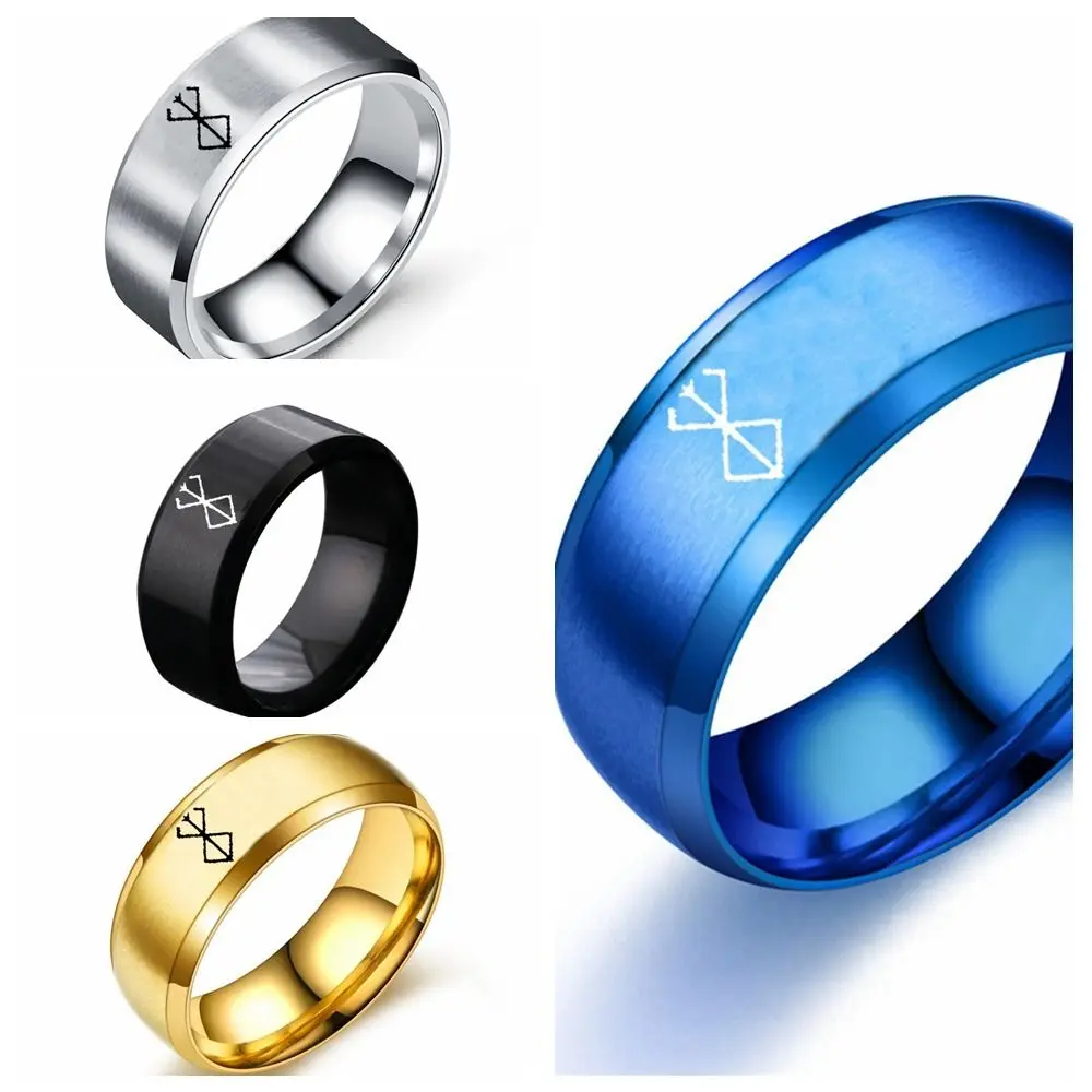 Cool 4 Colors Anime Ring Laser Commemorative Anime Peripheral Gift Stainless Steel Rings Men
