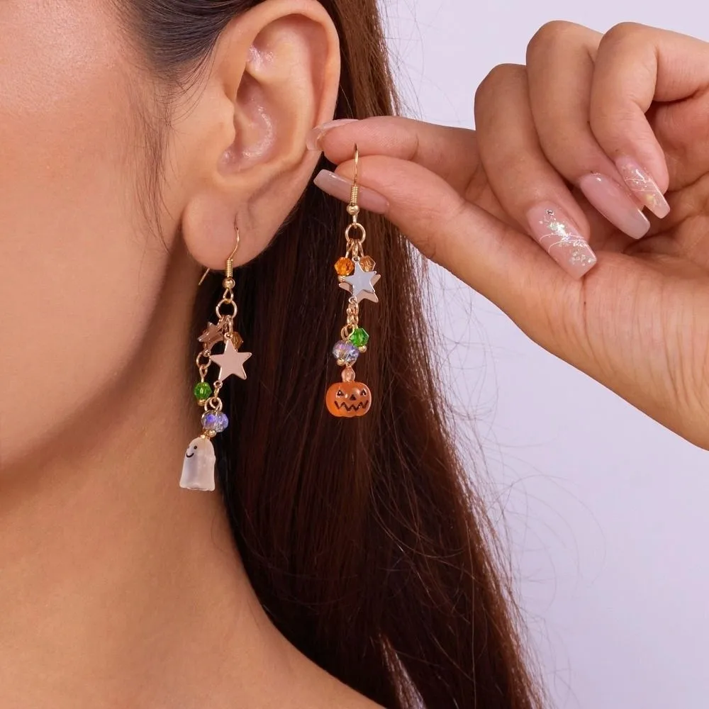 أزياء حجر الراين هالوين الأقراط خدعة أو علاج شبح اليقطين الأذن ترصيع المجوهرات قلادة العنكبوت استرخى الأقراط للجنسين #2