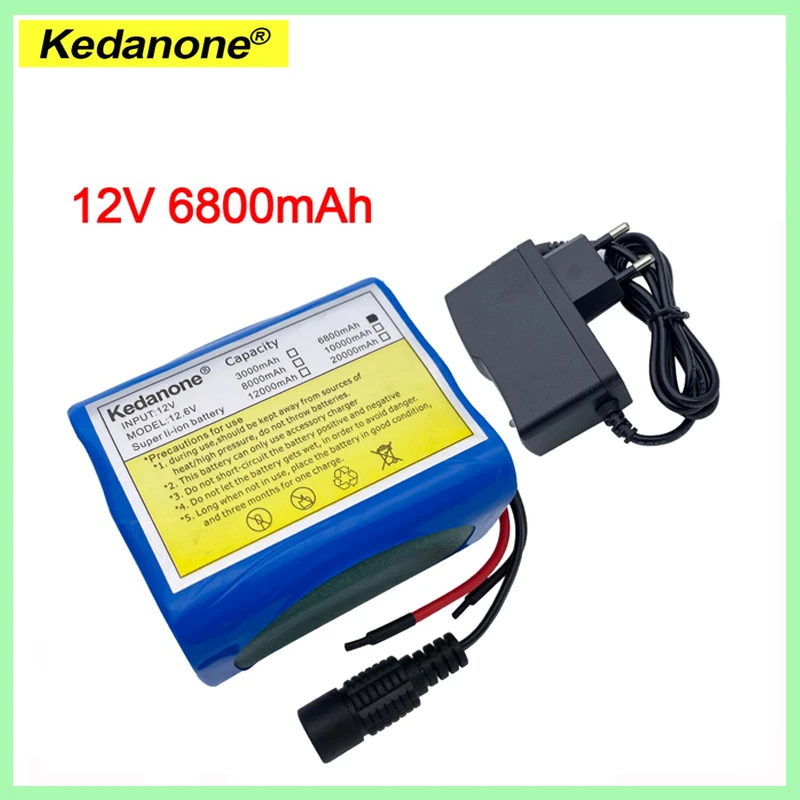 Akumulatory litowo-jonowe 12V 6800mAh 18650 z BMS akumulatory litowe płyta ochronna + ładowarka 12.6V do monitorowania