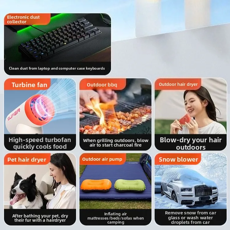 عالية السرعة مروحة عنيفة يده سيارة توربو منفاخ تهب الثلوج الاحتراق مجفف الشعر الغبار #4