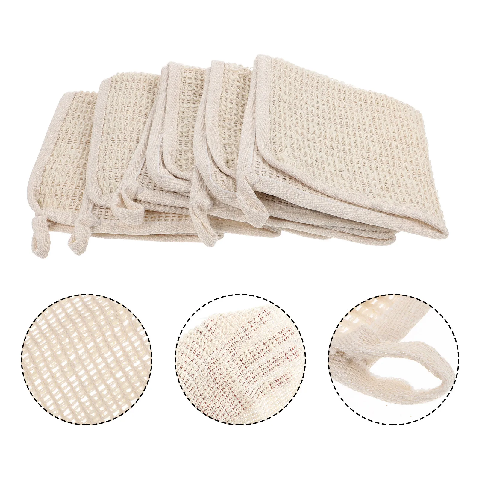 5Pcs Premium Exfoliating Bath Towel Set for Face Scrubbing Rich Lather Gentle Skin Massage Circulation Boosting Shower