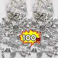 100pcs/bag Tibetan Silver Mixed Pendant Beads Jewelry Bracelets Earrings Necklace Making DIY Craft Art Charms Animal Pendant