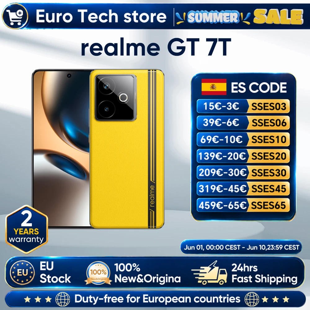 Realme GT 7T 5G Smartphone 6,78 ''Dimensidad 8400 MAX Chipset 7000mAh Batería 50MP Al Cámara de viaje a presión 120W Versión global