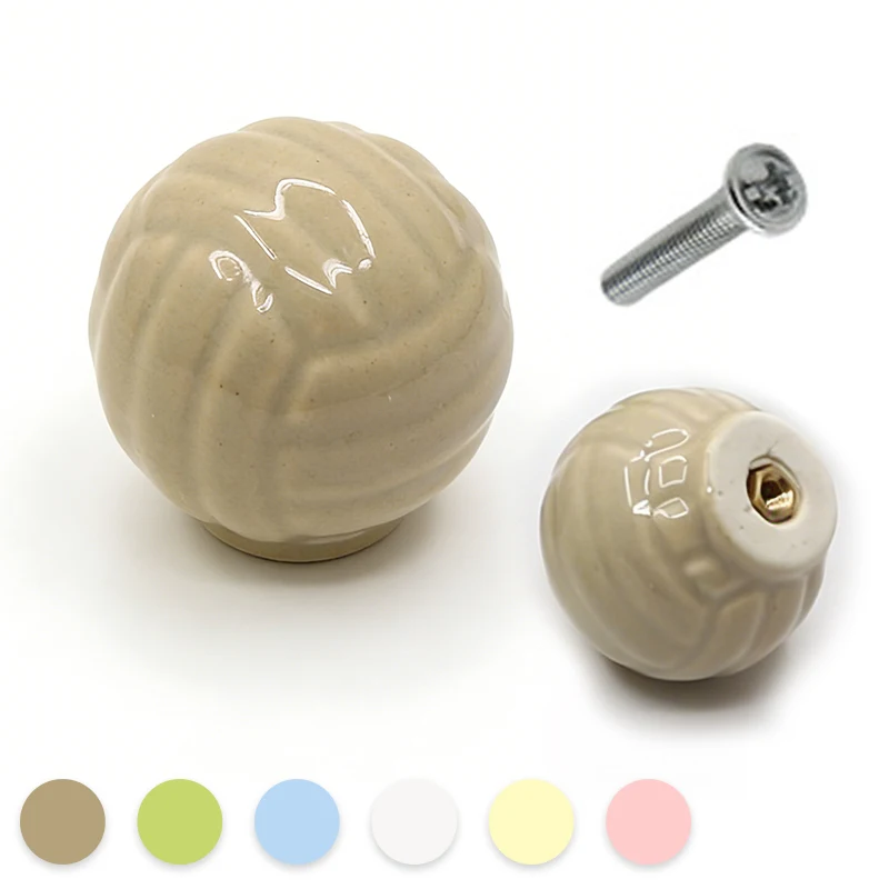 

Furniture Ceramic Handles Drawer Knobs Single Hole Cabinet Knob Kitchen Door Handle Cupboard Child Spherical Pulls