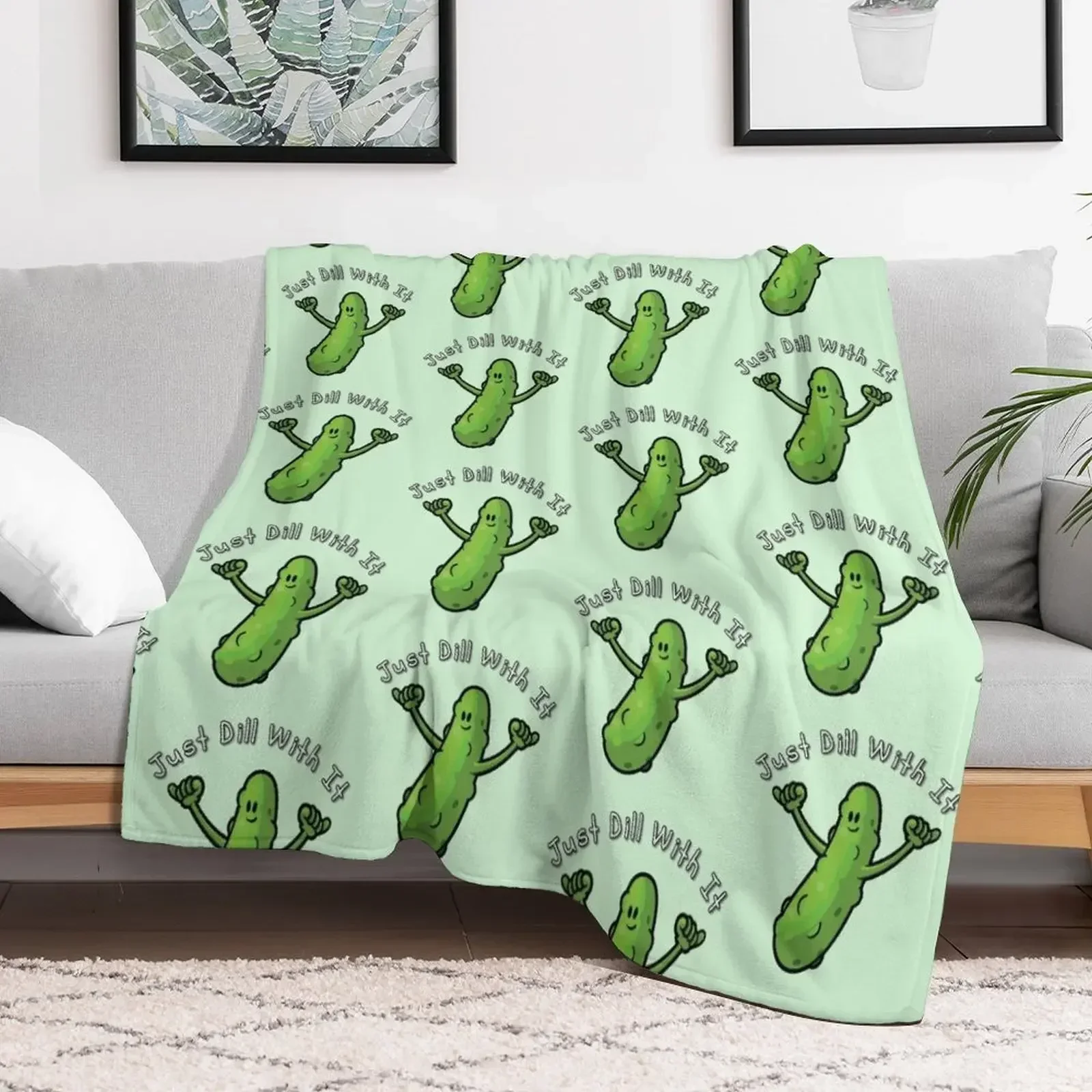 Just Dill With It Funny Cartoon Pickle Throw Blanket Soft Stuffeds Thin For Baby Blankets
