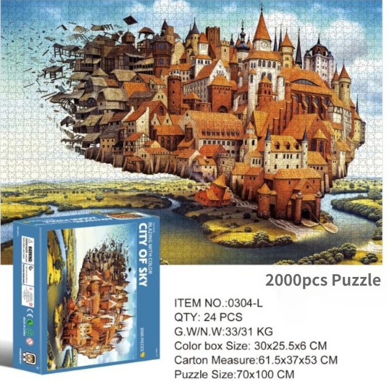 

2000pcs Paper City of Sky Puzzle High Difficulty Large-scale Landscape Painting Creative Stress Relieving Interactive Exclusive