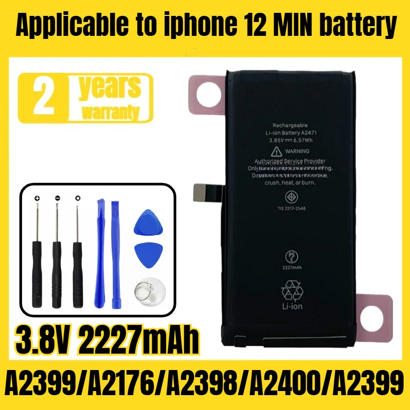 

Applicable to iphone 12 MINI A2399/A2176/A2398/A2400/A2399 Apple mobile phone battery large capacity, free tool 3.8V 2227mAh