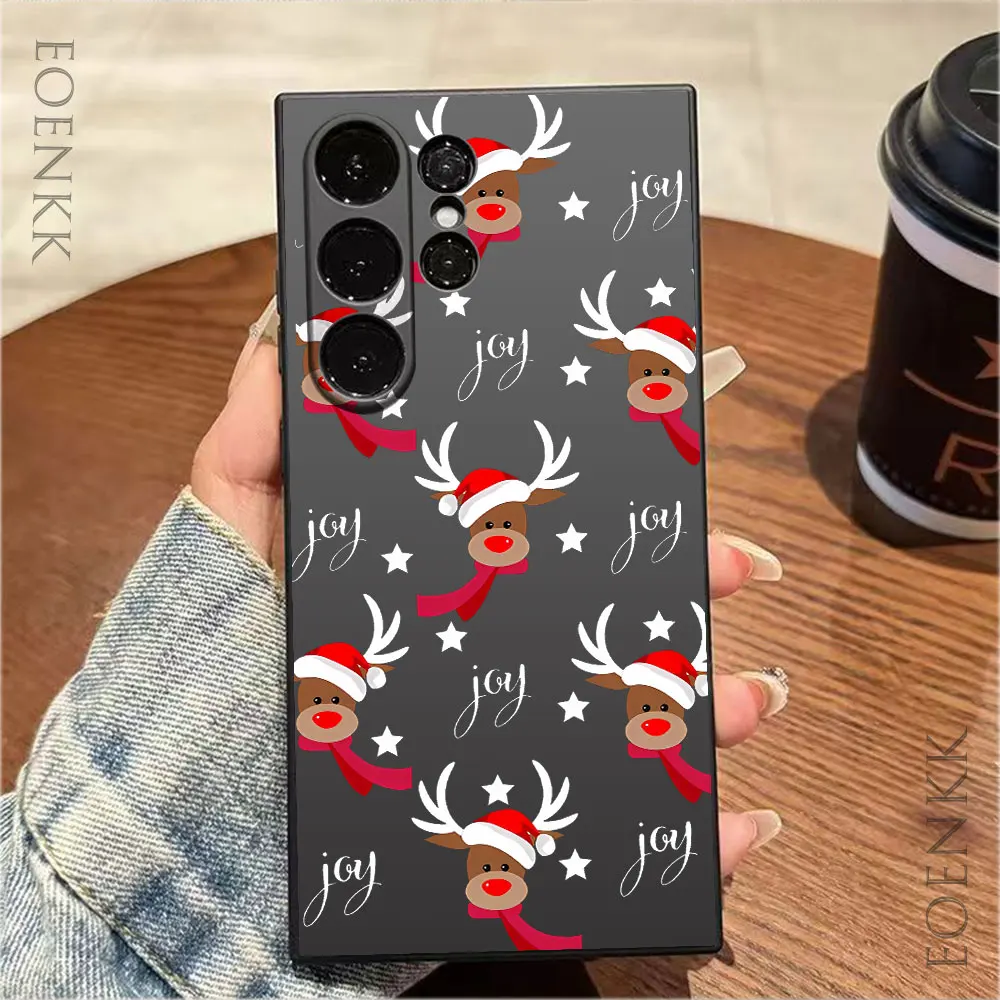 New Year's Christmas Moose Phone Case For Samsung Galaxy S25 S24 S23 S22 S21 Ultra FE A25 A32 A33 A72 A73 Note 10 20 Plus Cover