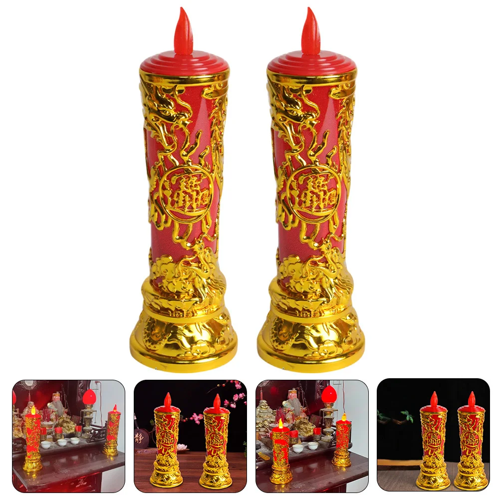 

Golden Lights Flameless Electric Candles For Sacrifice Chinese New Year Birthday Decor Spiritual