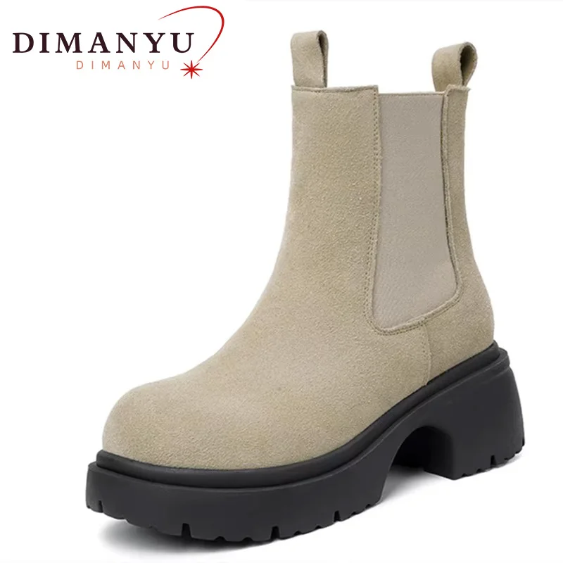 

DIMANYU Snow Boots Women's Platform 2024 New Genuine Leather Women's Ankle Boots Wool Warm Non-slip Marton Boots Ladies